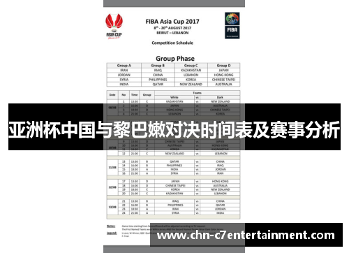 亚洲杯中国与黎巴嫩对决时间表及赛事分析